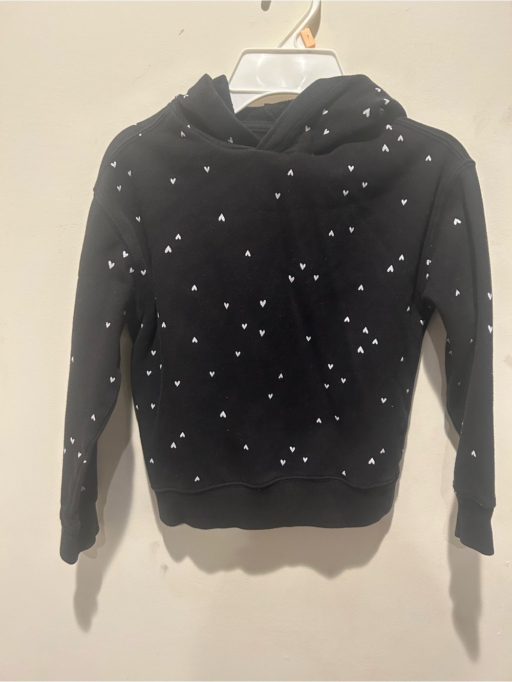 wonder nation Black Hoodie with White Heart Print